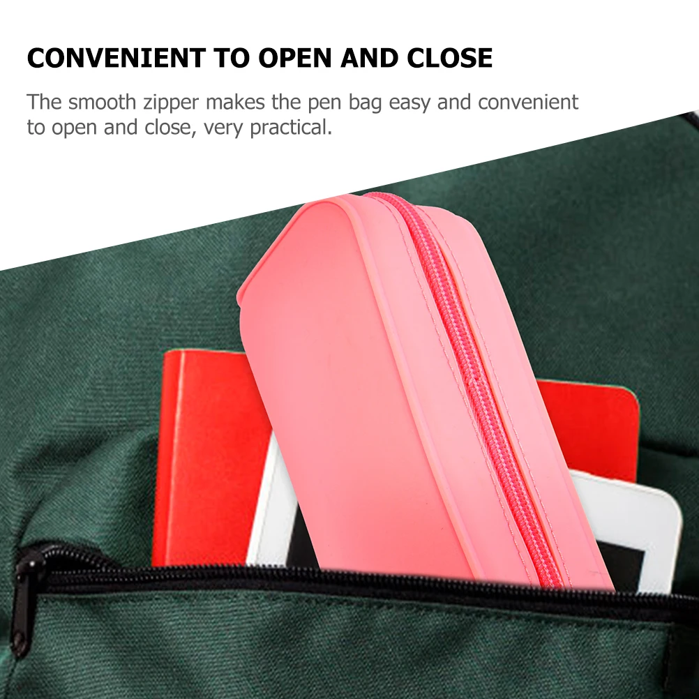 

2Pcs Silicone Case Slim School Supplies Pen Cases For Adults for Girls Women C y Color Pencil Bag Zipper Storage Stationery