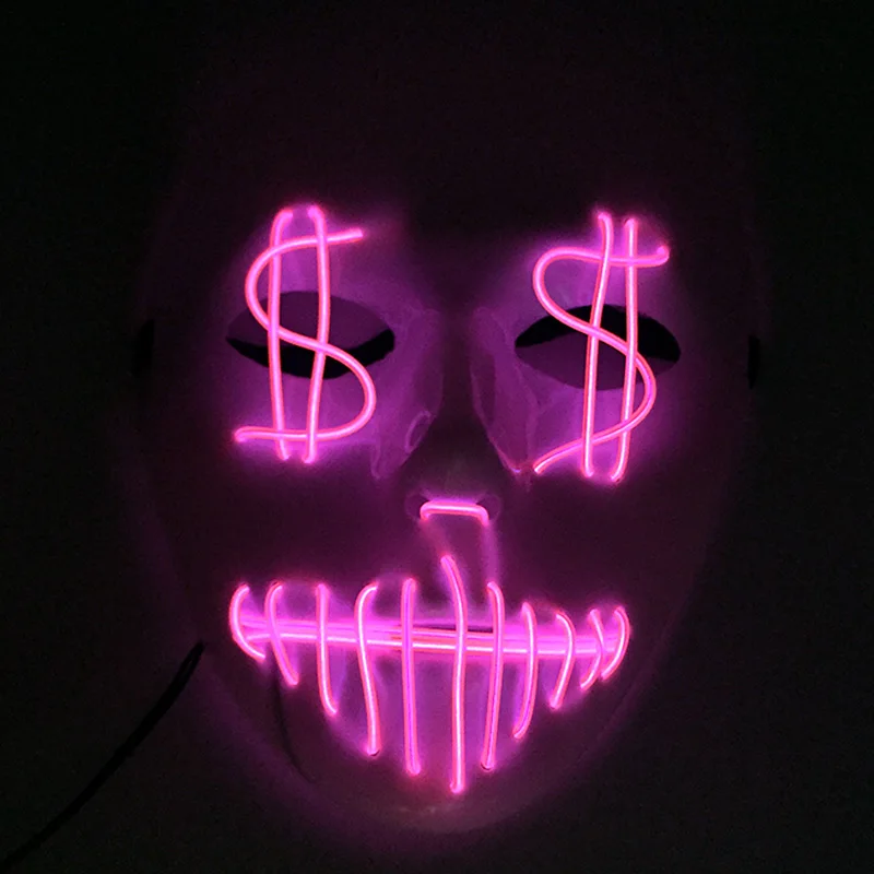 قناع إضاءة LED قناع فم مخيط الانارة لجميع القديسين حفلة تنكرية للنوادي الليلية DJ 10 ألوان حدد قناع Led الدعائم #4