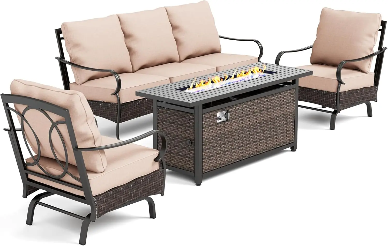 Wicker & Metal Patio Furniture Set with 56