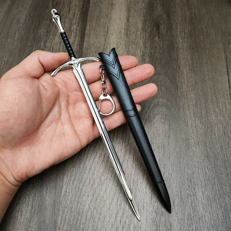 22cm Glamdring Aragorn Narthil Weapons Sword Elves Anduril Medieval Peripheral Metal Samurai Sword Keychain Ornaments Gifts Toys