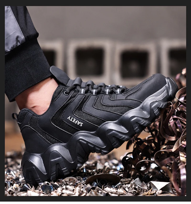 Zapatos de seguridad indestructibles para hombre, calzado ligero y cómodo con punta de acero, resistente a los pinchazos, calzado de trabajo