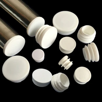 2/5/10Pcs Rond En Plastique Blanc Découpage Fin Inserts Bonde Bouchon Bouchons Bouchon De Tuyau En Acier Pour Chaise Pieds Protecteurs Diamètre 16-50mm