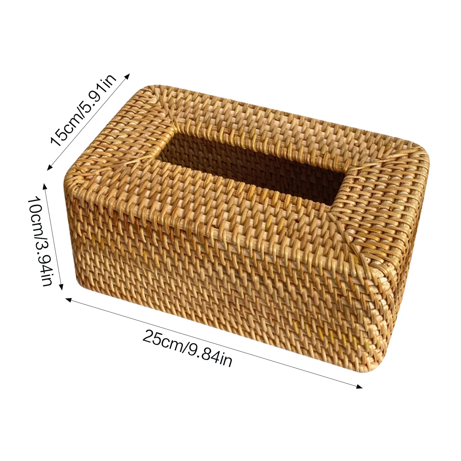 Rattan Tissue Box Cover Hand Woven Square Rattan Holder Tissues Creative Desktop Living Dining Room Tissue Box Storage Tray - view 4