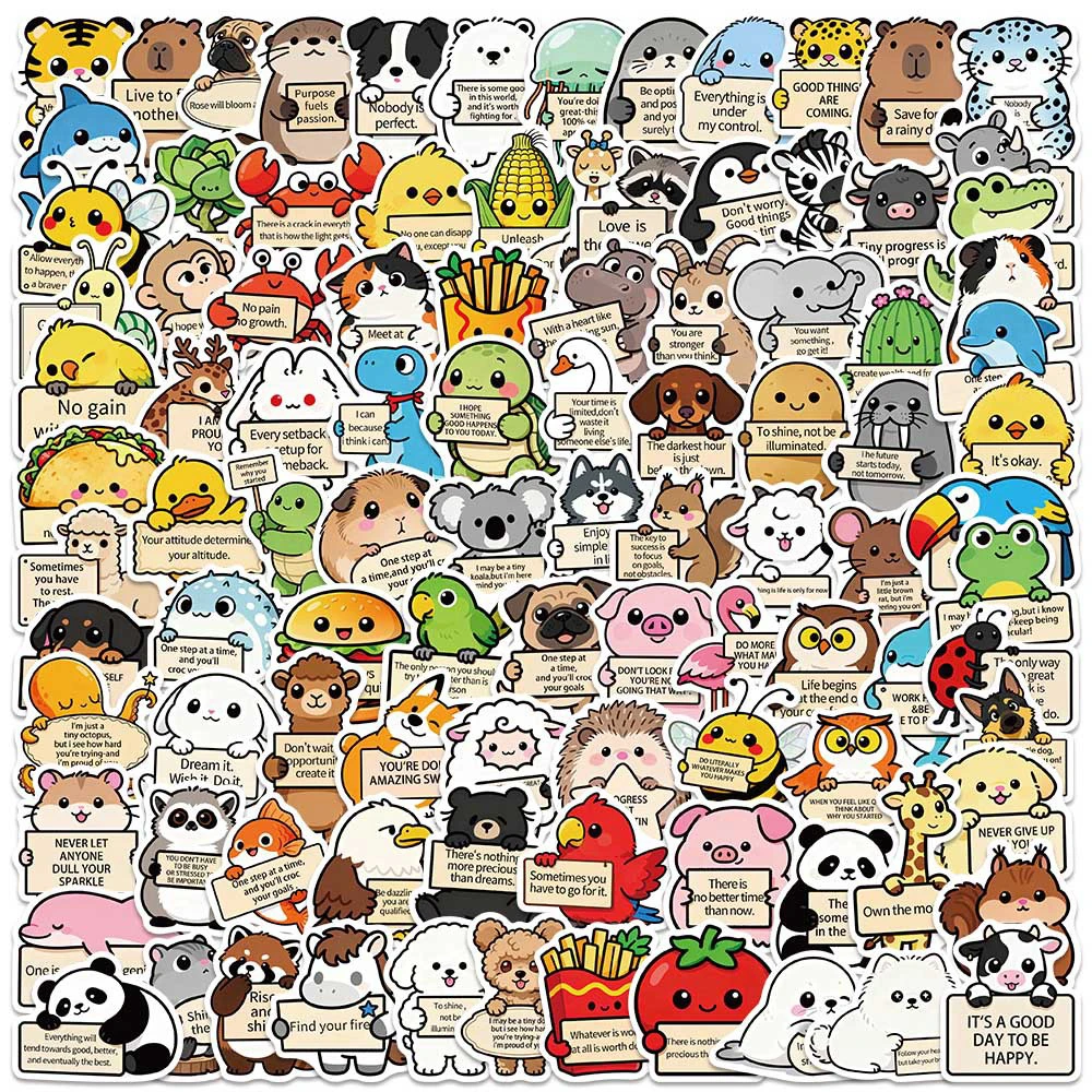 

10/30/50/100pcs Funny Emotional Support Animals Cartoon Stickers Decals DIY Skateboard Luggage Helmet Cute Graffiti Sticker Toys