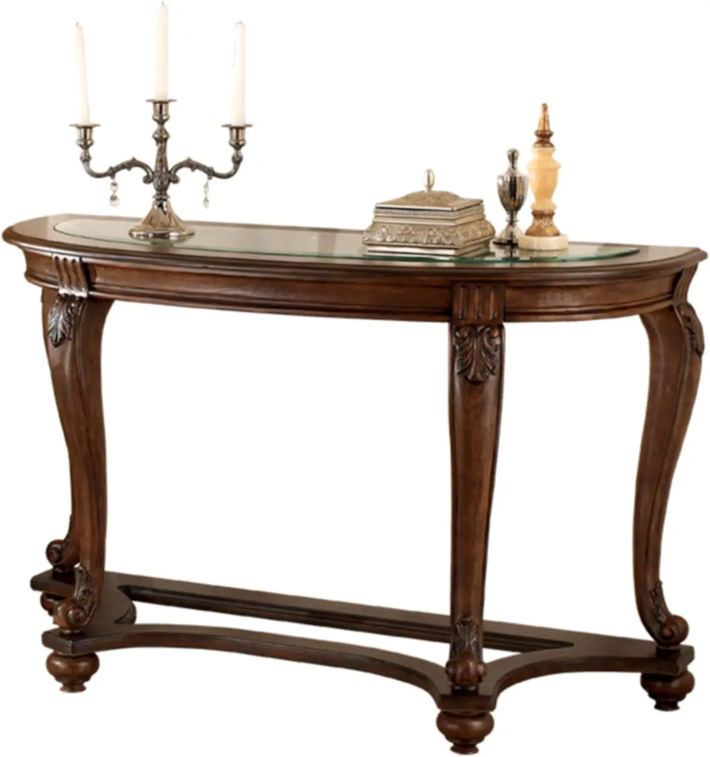 

Norcastle Sofa Table Dark Brown 48" W x 19.25" D x 30.5" H Styled with stately grandeur entryway or living space.