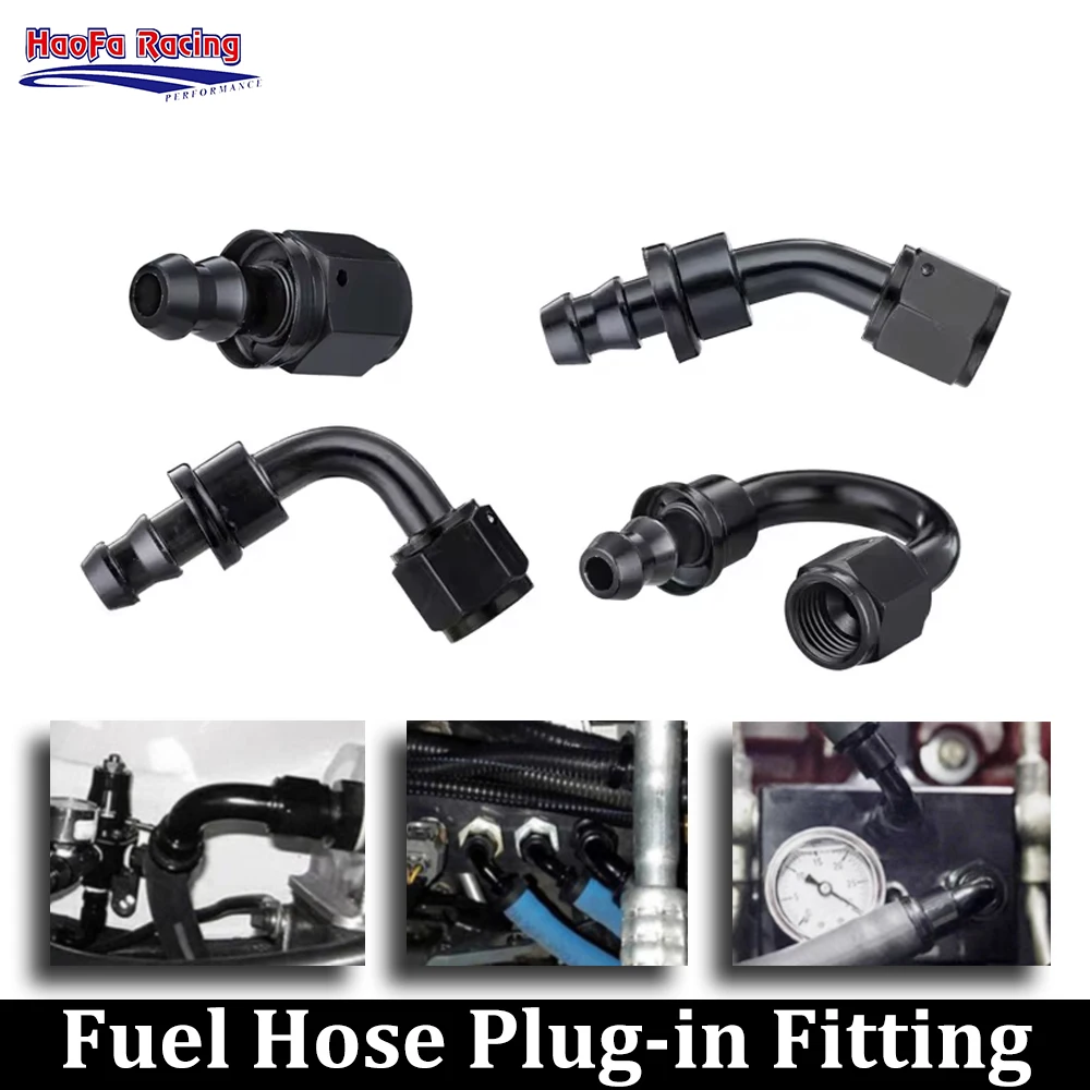 Universal AN4 AN6 AN8 AN10 AN12 AN16 Push-Lock Fuel Hose End Fitting Adapter Oil Cooler Connector Push-on Hose End 0/45/90/180°