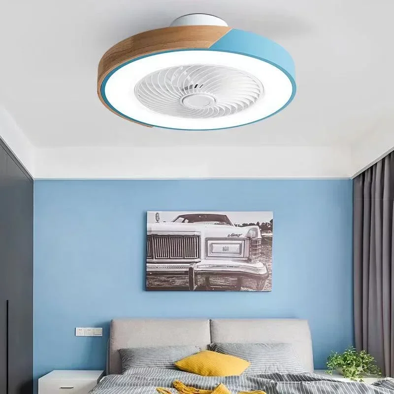 

NEW LED Ceiling Fans Lights Modern Style 50cm Silent New Colorful Wooden Bedroom Lamp Kitchen Dining Room Bedroom Decoration