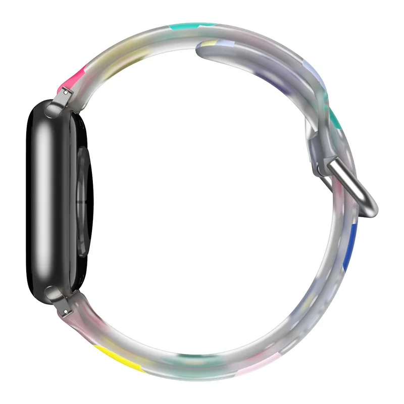 Printed Silicone Strap For Apple Watch Band 40mm 44 45 49 38 41 46 42mm Transparent Floral Bracelet iWatch 12 11 10 9 8 7 6 5 SE - view 6