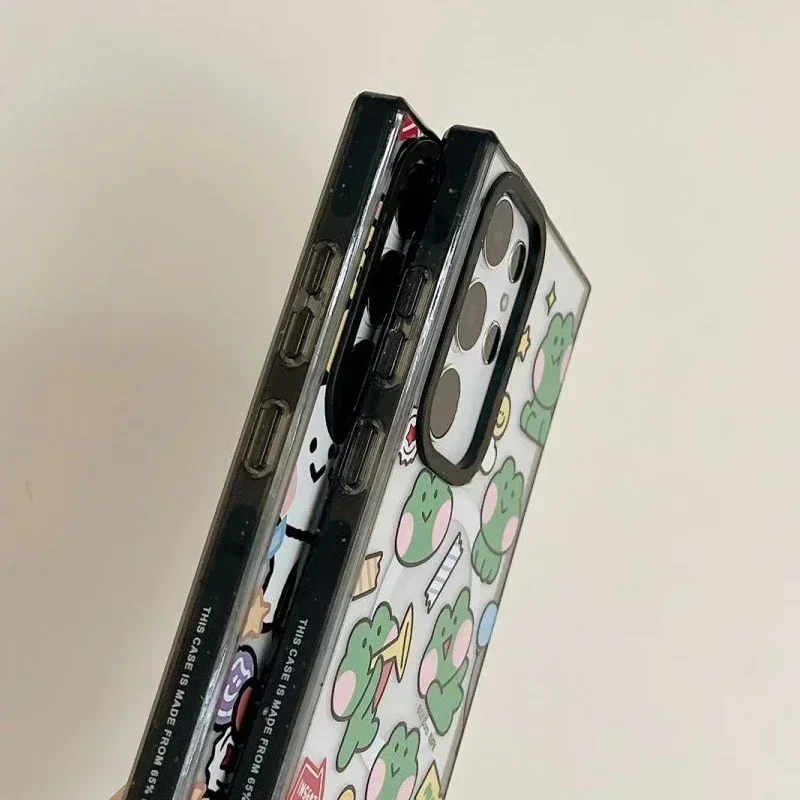 Магнитный акриловый магнитный чехол для телефона с черной рамкой в виде лягушки для Samsung Galaxy S25 + Plus S24 S23 Ultra S25U, защитный чехол