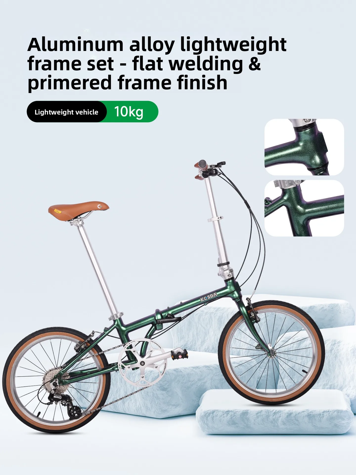 20Inch Aluminum Alloy Variable Speed Folding Bicycle Adult Student Color-changing Retro Bike Cycling