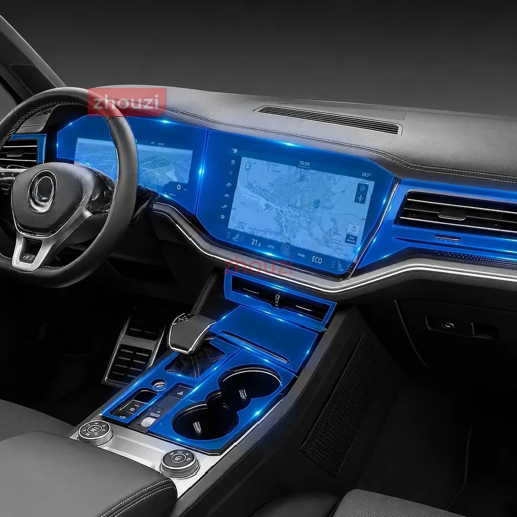 For Volkswagen Touareg 2019-2021Car Interior Center console Transparent TPU Protective film Anti-scratch Repair film Accessories