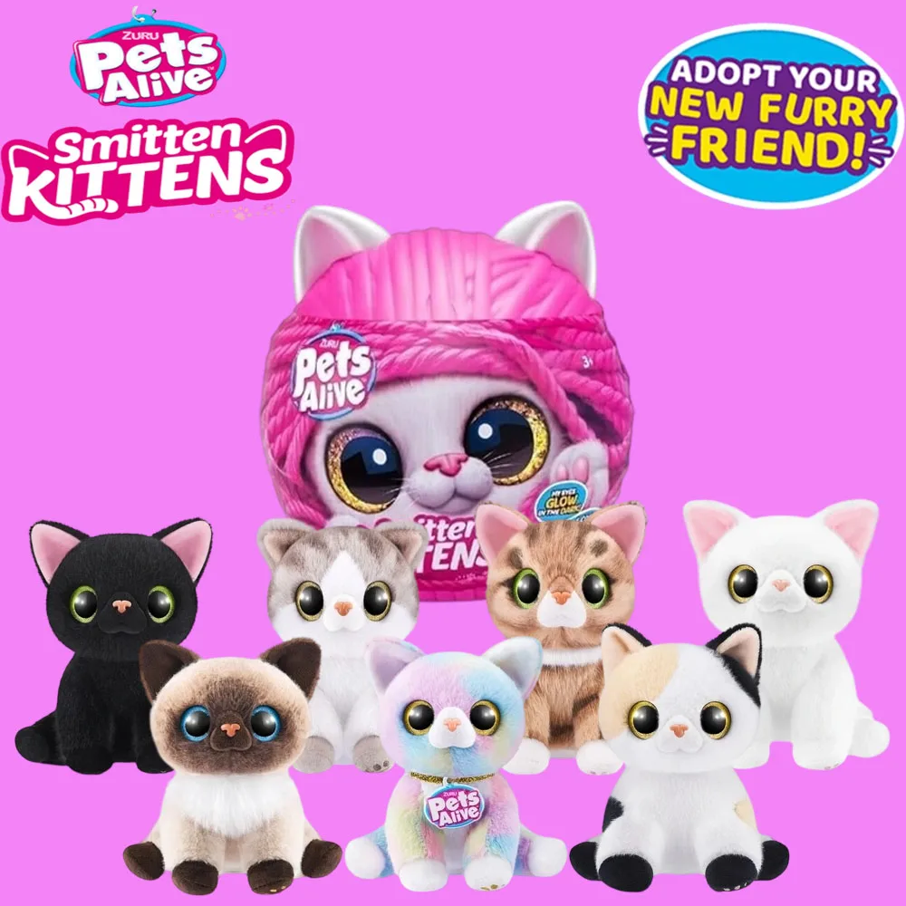 

Zuru Pets Alive Smitten Kittens Pets Alive Cat Interactive Plush Blind Box Surprise Toys Contains 5 Surprises Unboxing Gift