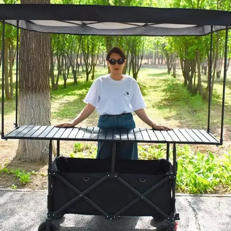 Wholesale Steel Four-Wheel Multi Terrain Outdoor Storage Truck Waterproof Folding Booth Camping Night Market Car Stall OEM