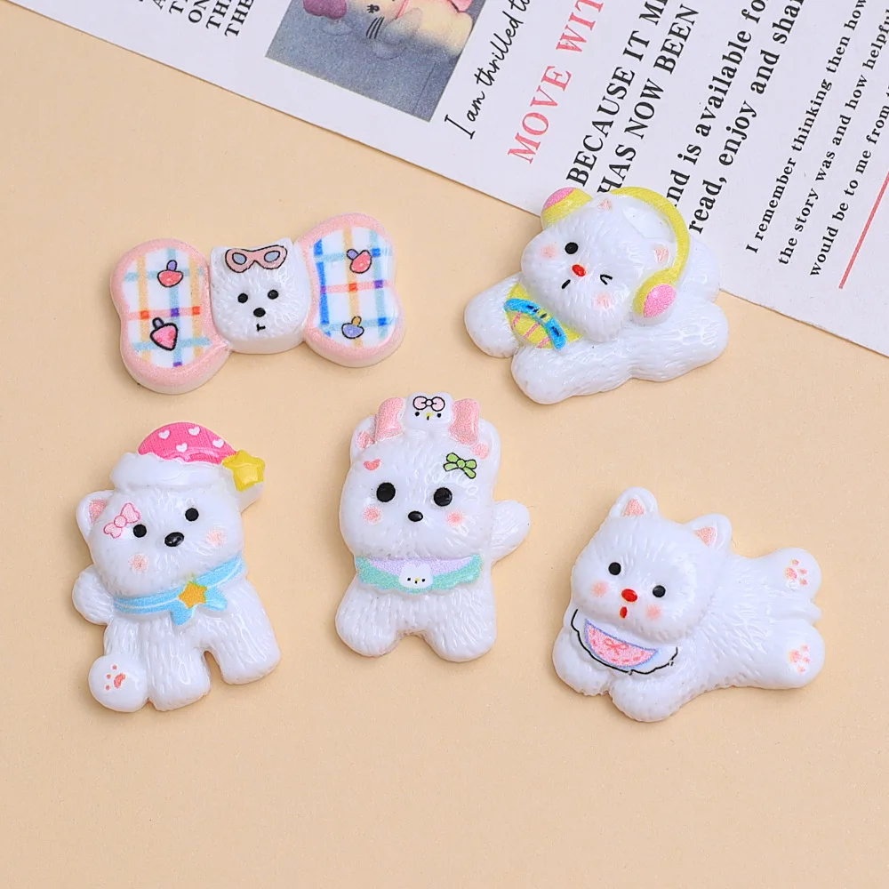 10pcs Cartoon cute puppy resin pendant diy handcrafted jewelry accessories Phone case decoration making for bracelets earrings
