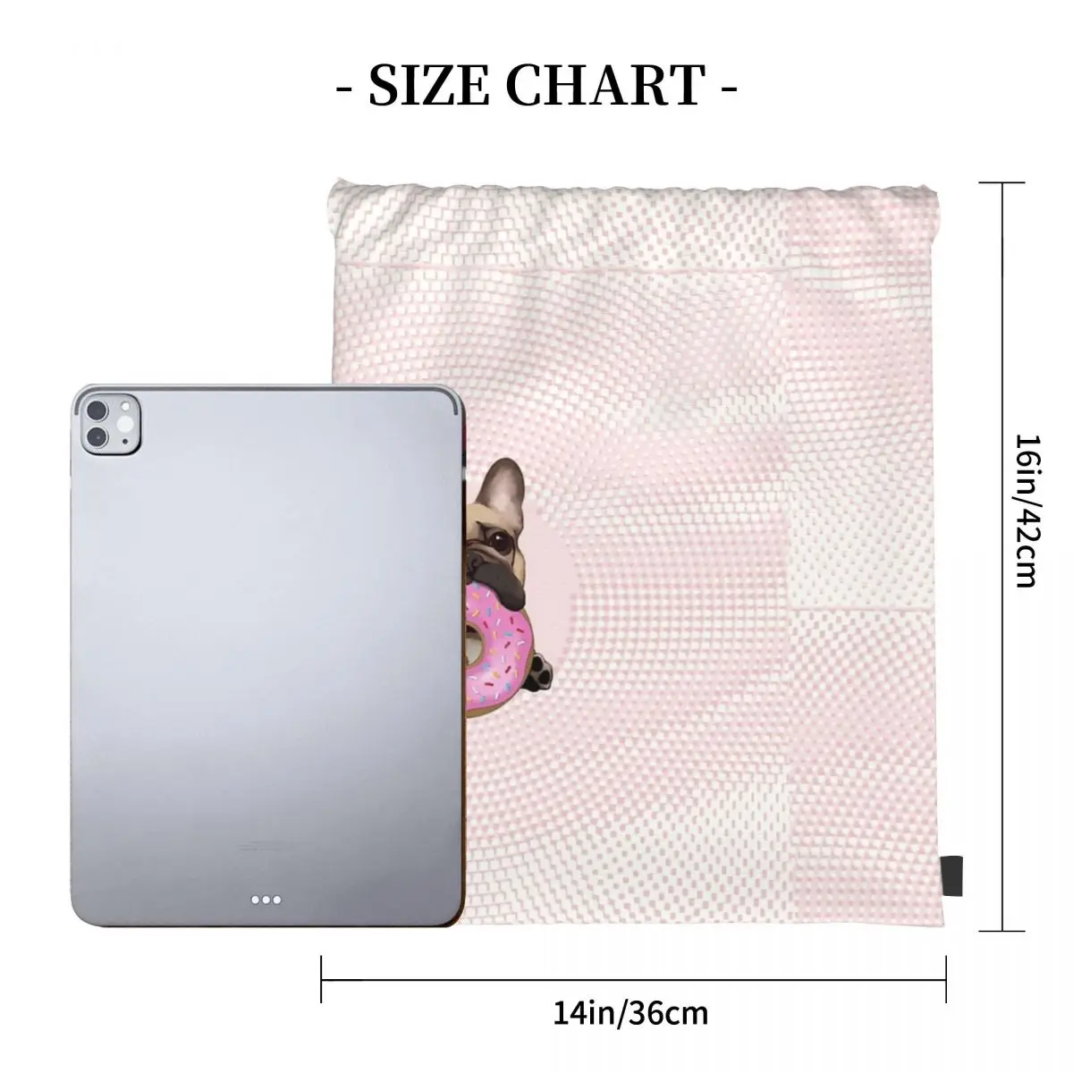 Amanti del Bulldog francese, dolce Frenchie con ciambelle rosa zaini borse con coulisse borsa per articoli vari borse per libri per uomo donna studenti