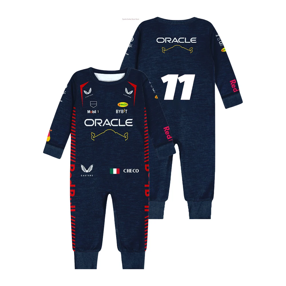 Competição F1 Racing Baby Boy e Girl Macacão, Vestuário de ciclismo, Terno Bull Crawling, Max VERSTAPPEN, Venda quente, Entusiasta, 2024