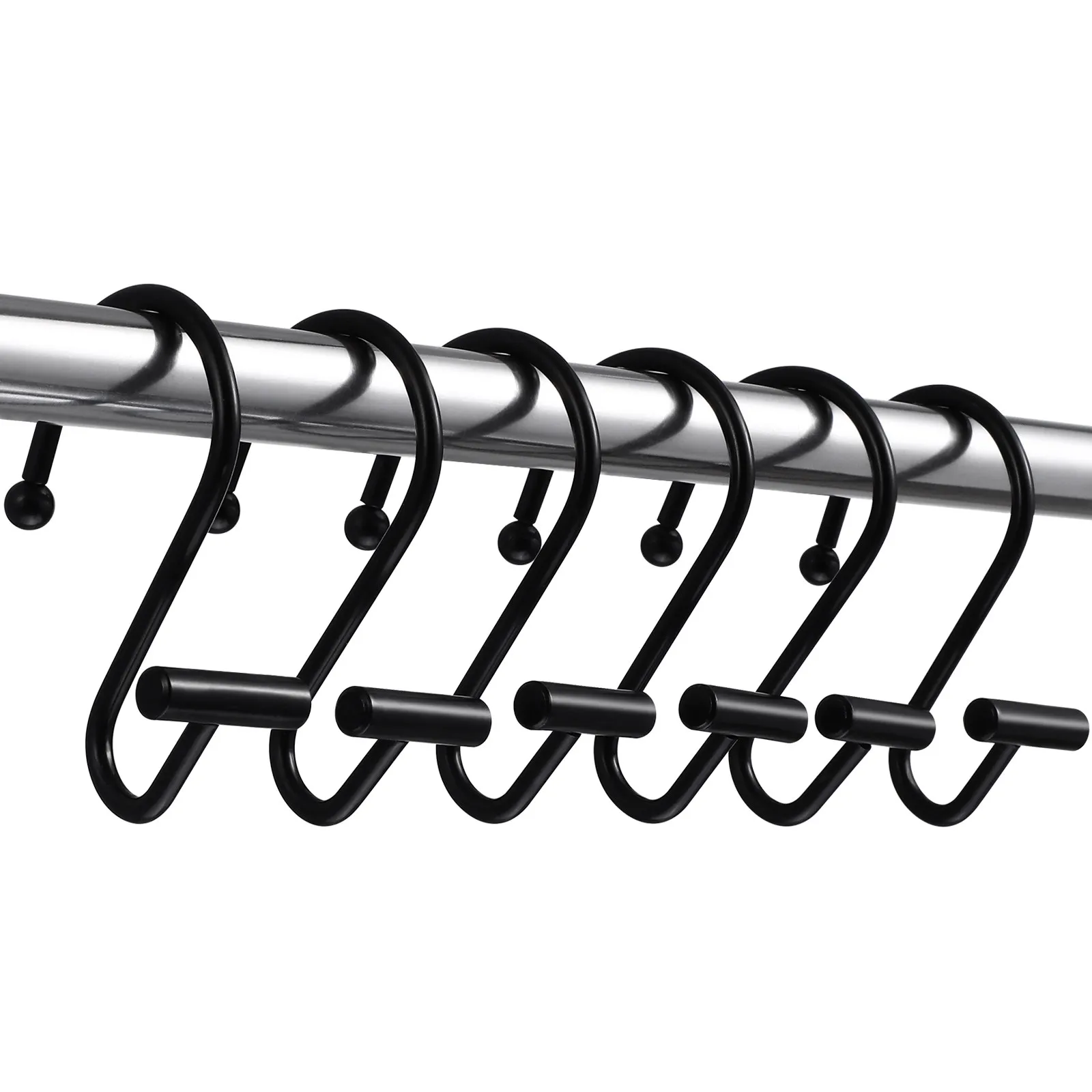 12Pcs S Shape Bathroom Curtain Hooks Electroplated Iron Sliding Quiet Shower Curtain Rings Fits Most Standard Shower Rods view 3