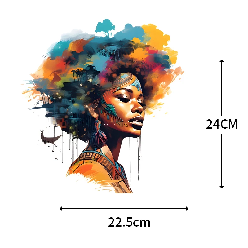 Fashionable Black Girl Heat Transfer Printed Stickers DIY Women\'s T-shirt Sweatshirt Decoration Heat Transfer Personalized Print