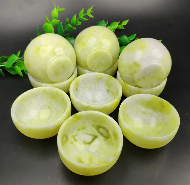 Natural White Jade Teacup Health Gongfu Teaware Hand Carved Yellow Jades Stone Teal Bowl Chinese Tea Ceremony Master Cups