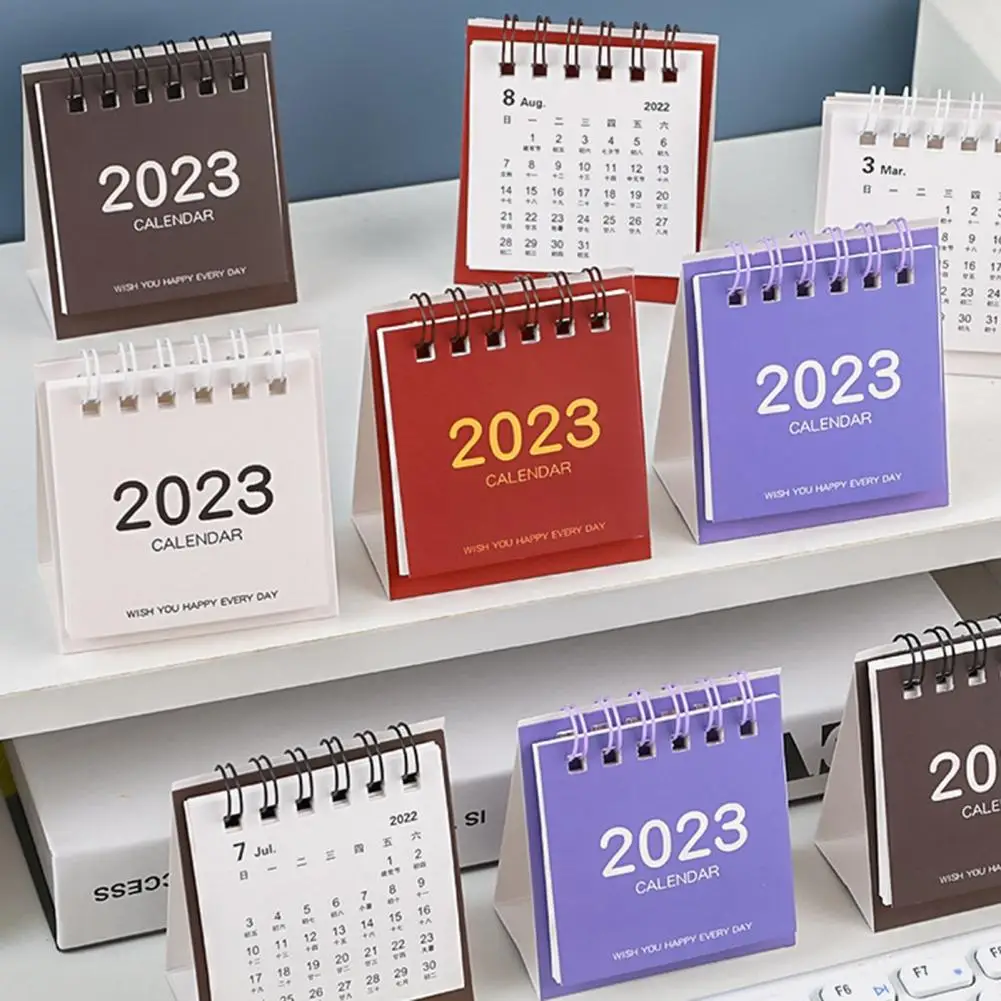 Calendario de escritorio duradero, Mini Calendario de escritorio con tapa de pie ligero 2023