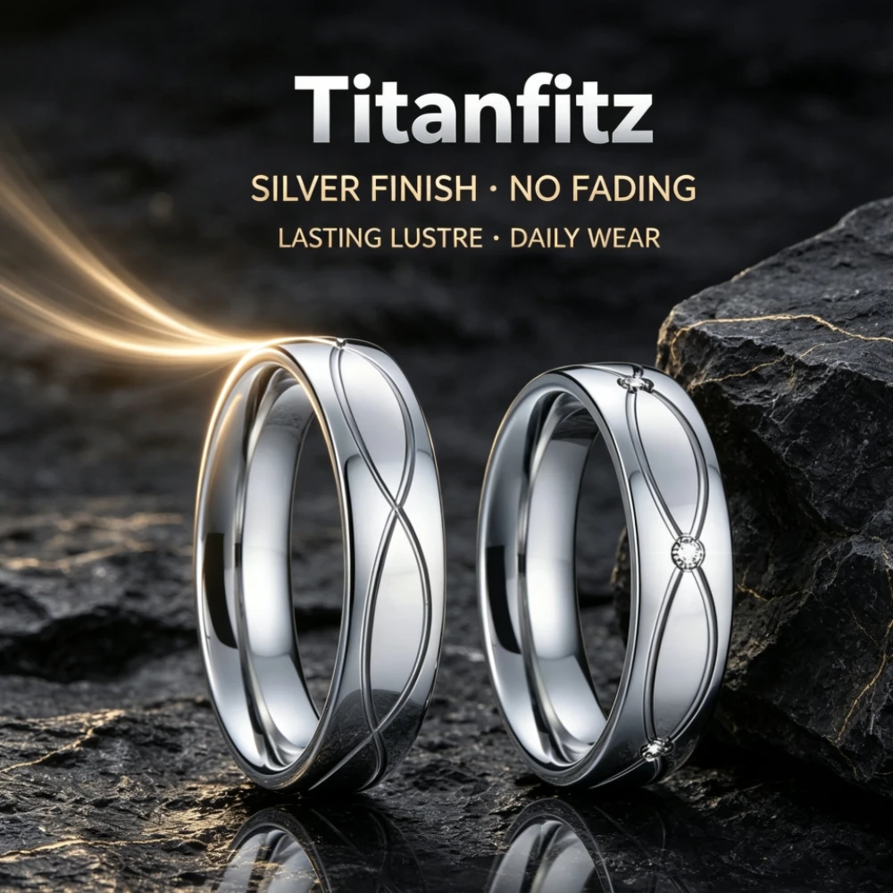 Titanfitz 1 Pair Wave Infinite Love Engagement Promise Rings Anniversary No Fade 316L Stainless Steel Couple Rings Wedding Band