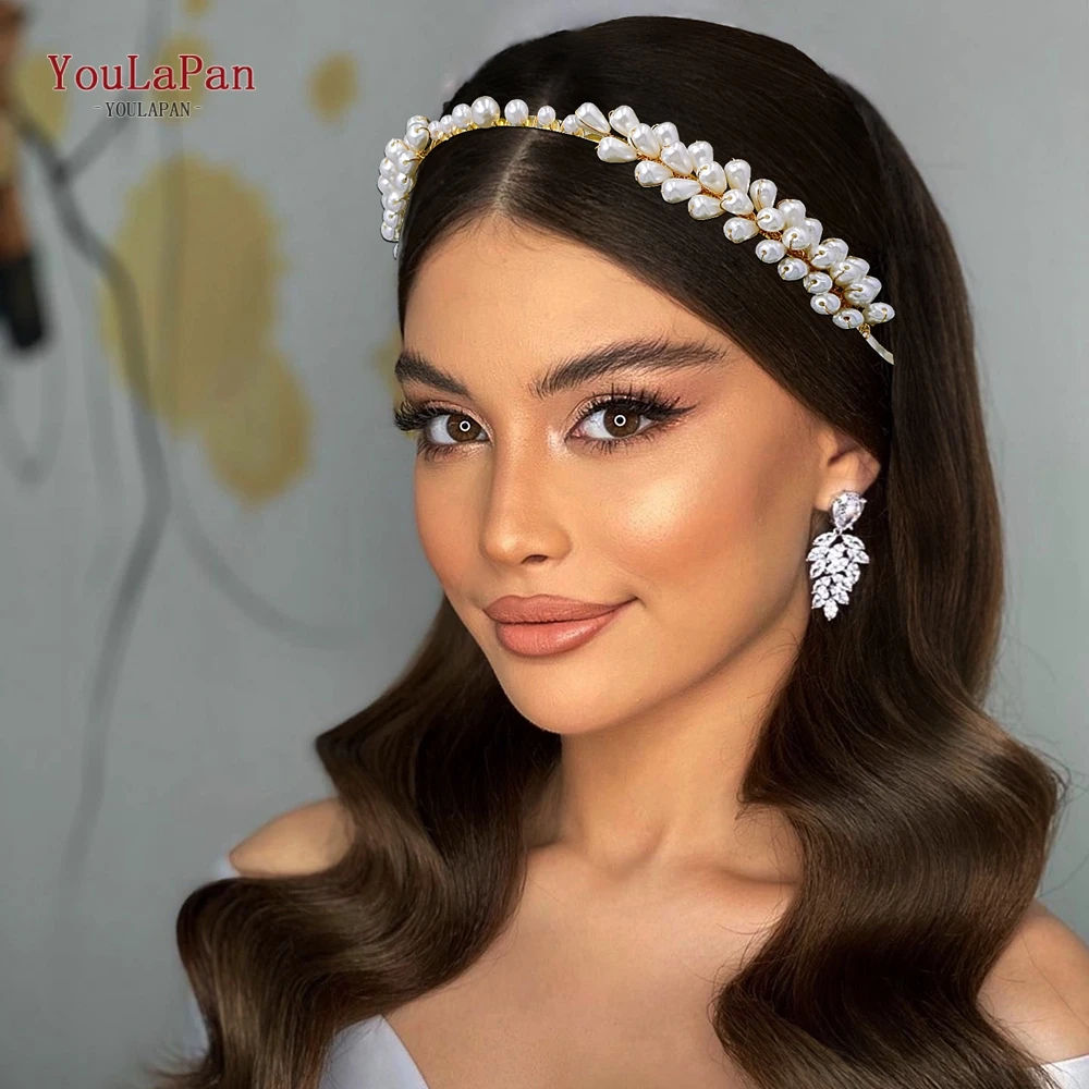 

YouLaPan Elegant Pearls Woman Headband Handmade Beaded Wedding Hair Accessories Bridal Hairband Bridesmaid Headwear HP638