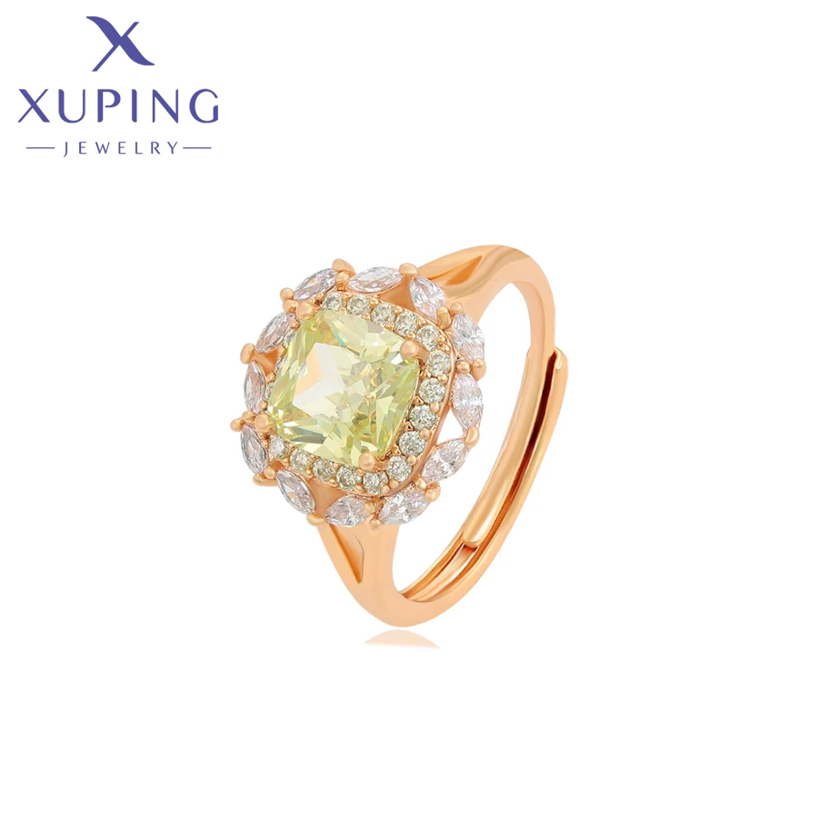 Pierścionek Xuping Jewelry, modny, elegancki, w kształcie kwadratu, ze stopu miedzi, w kolorze złotym, dla kobiet, na imprezę szkolną, prezent A00918376