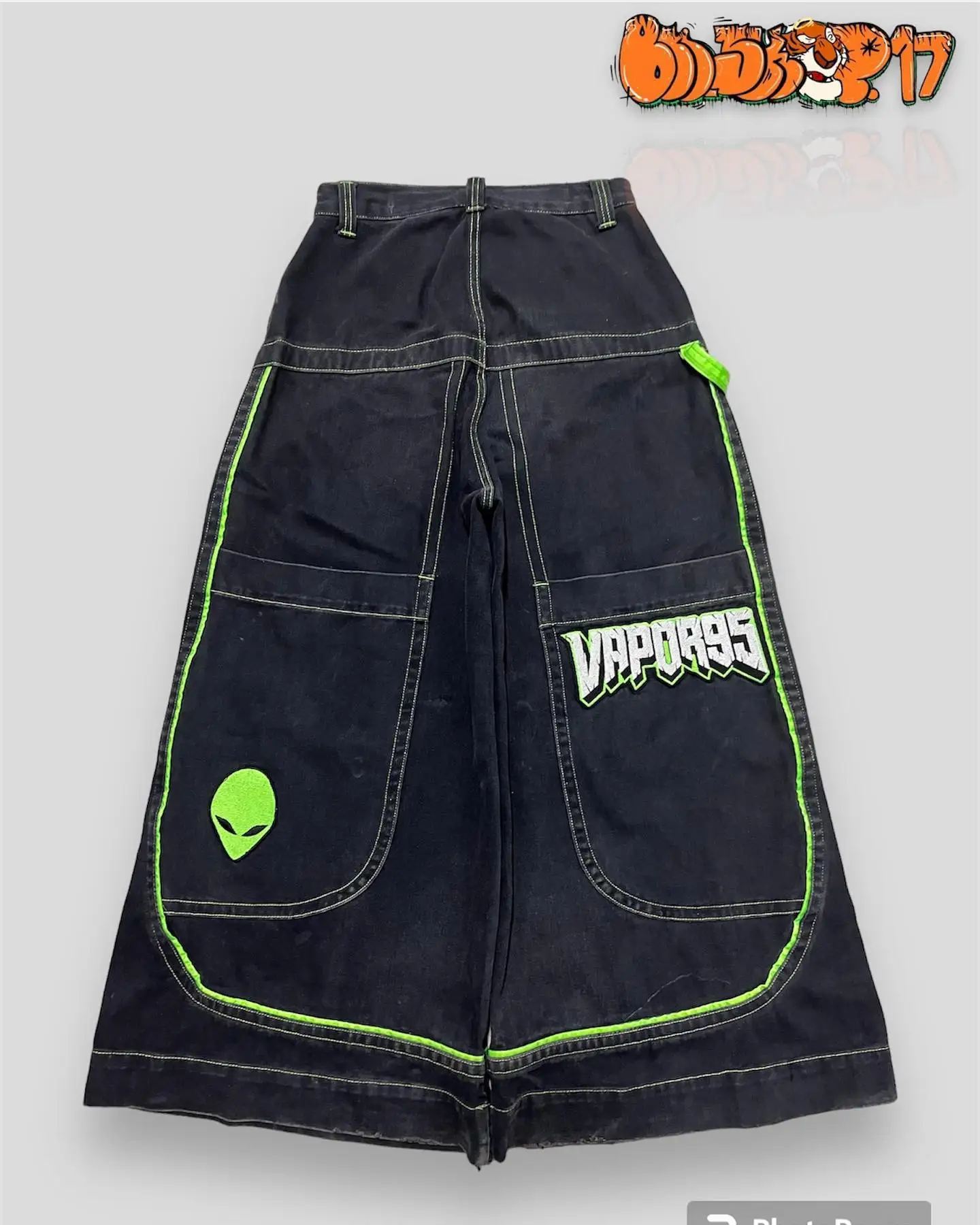 

Vintage Men Jeans Gothic High Waist Wide Trouser Harajuku Vapor95 Denim Pants Embroidered Baggy Jeans Streetwear Y2K Jeans