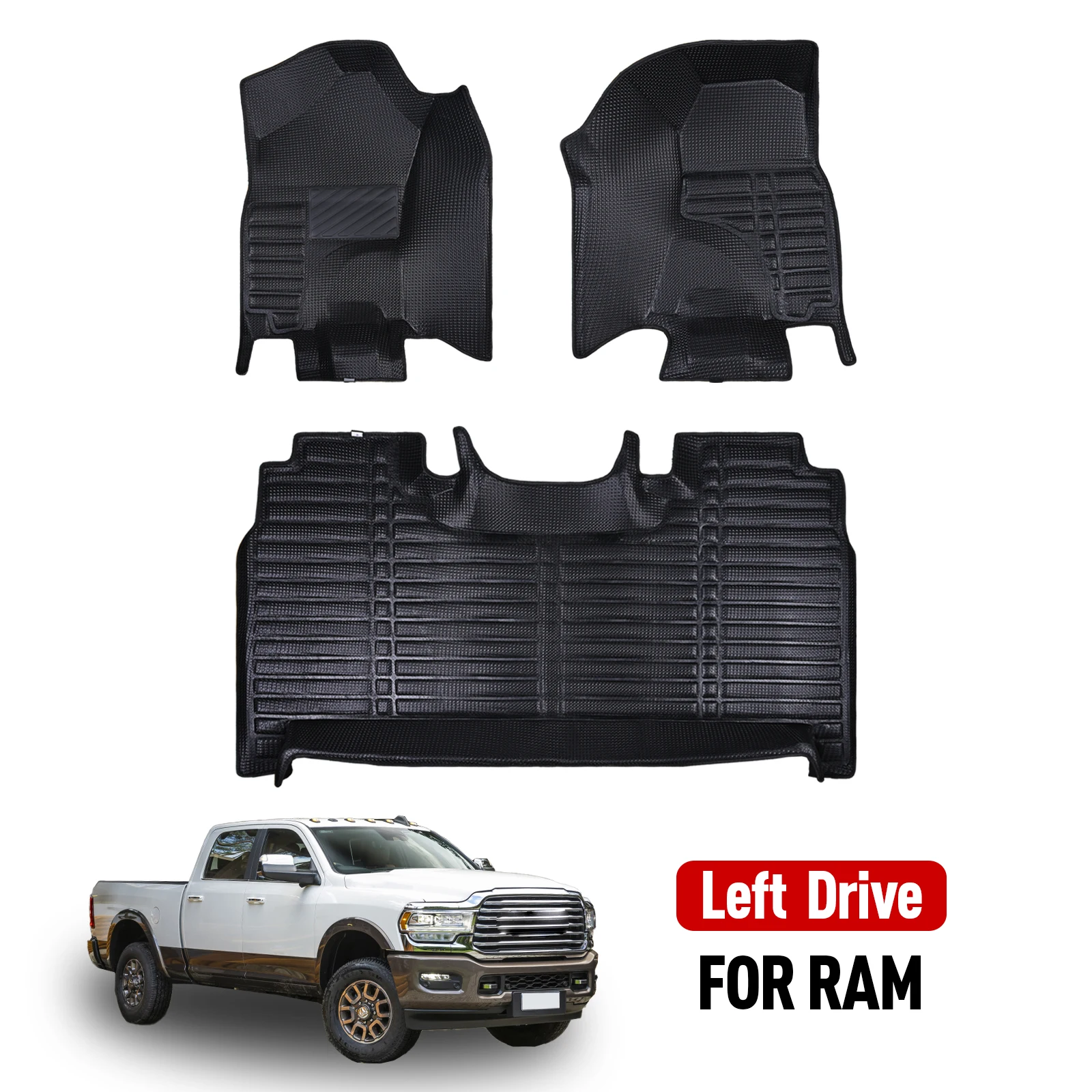 سجادة متينة مانعة للانزلاق لأرضية السيارة دودج رام ، سجادة سهلة التنظيف ، سجادة أرضية مقاومة للاهتراء ، كابينة عمل كلاسيكية-من طراز CrewCab #1
