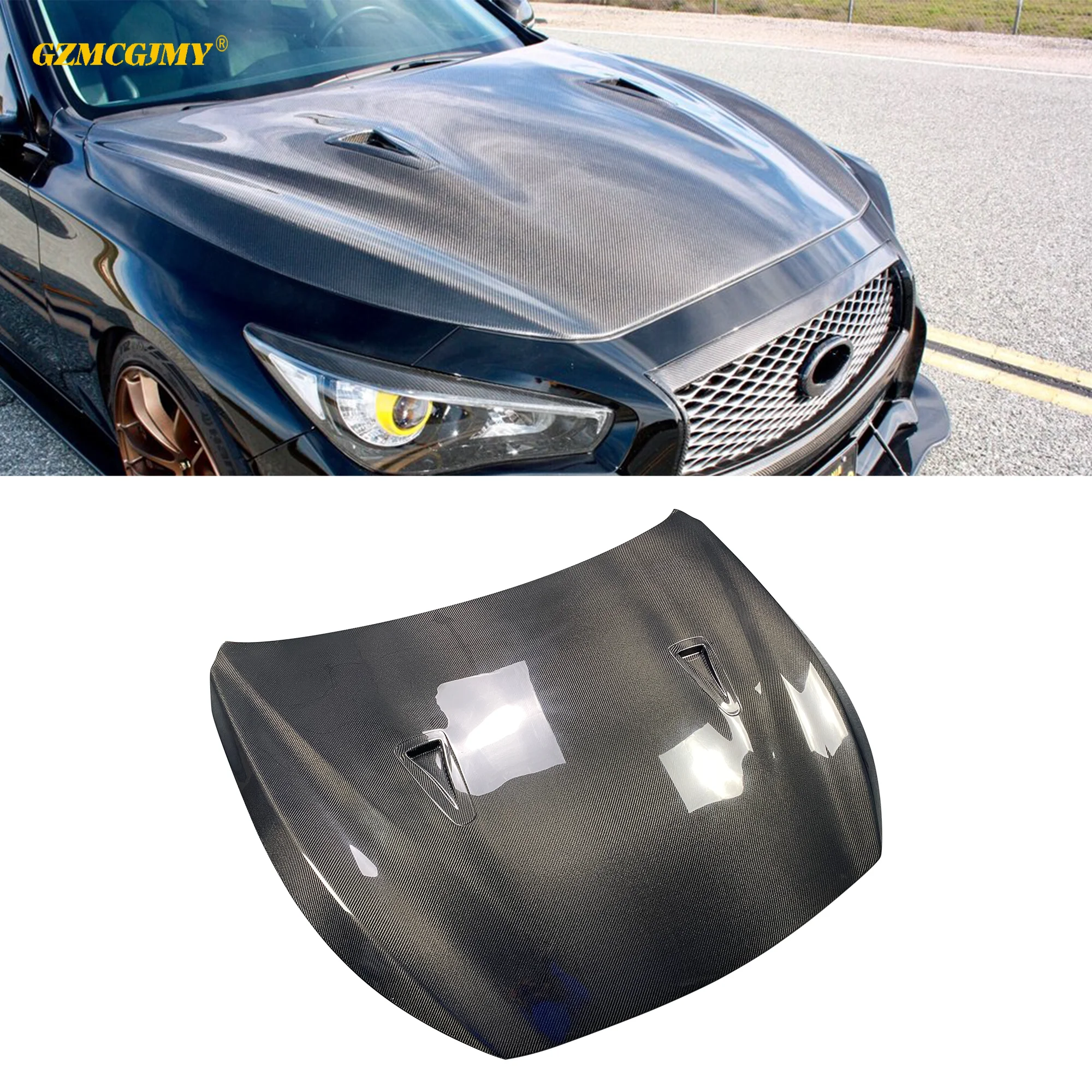 

High Quality Gtr Style Carbon Fiber Body Kit Hood Cover For Q50 2014-2018