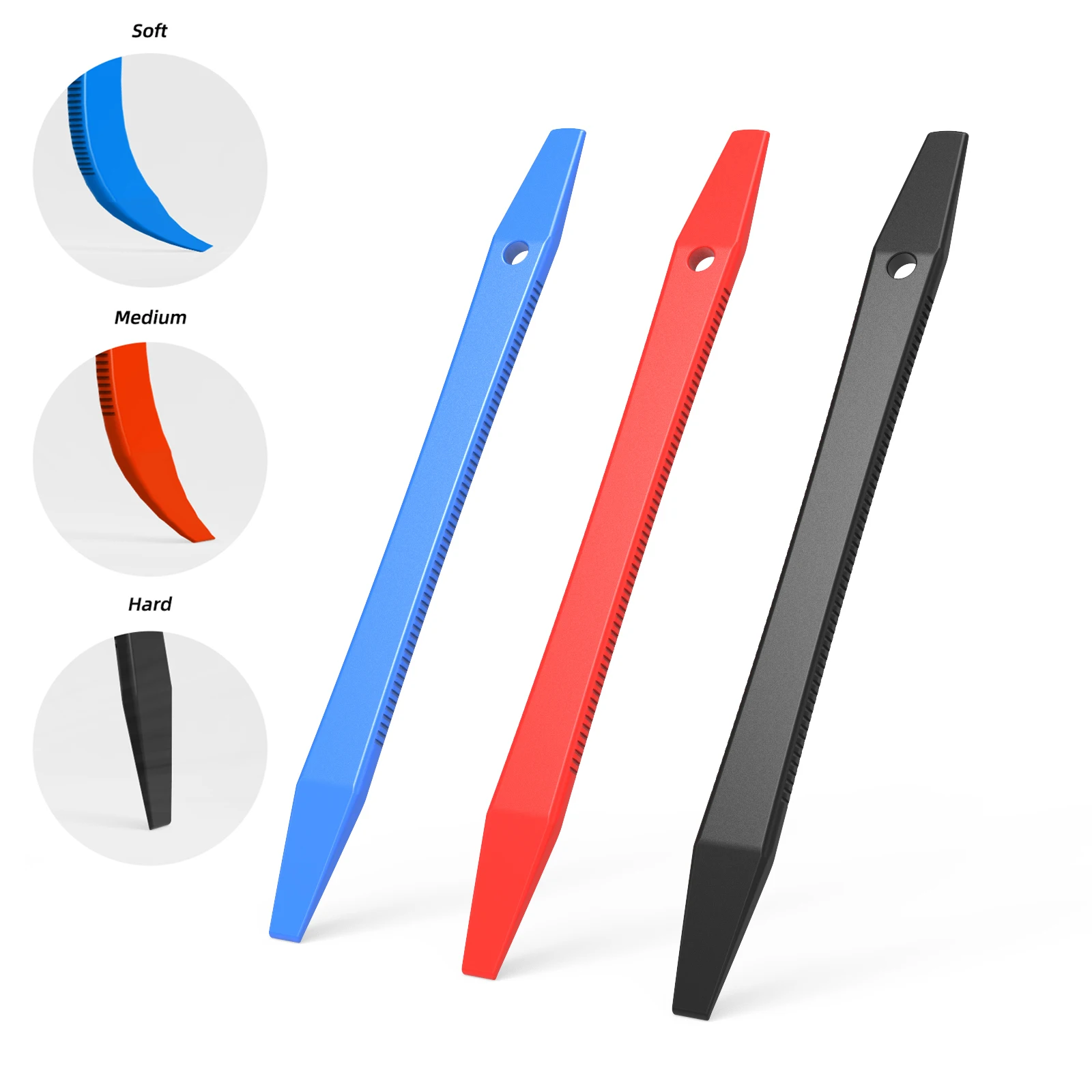 

EHDIS 3pcs Wrap Vinyl Micro Squeegee Set Window Foil Tint Car Film Edge Tucking Gasket Stick Curves Slot Corner Detailing Tools