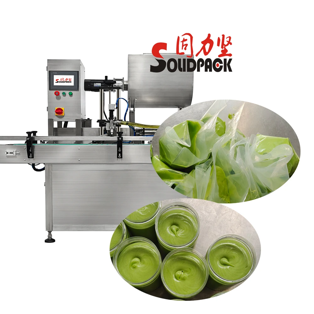 Máquina llenadora automática de mermelada de manzana, fresa y arándanos de un solo cabezal Solidpack