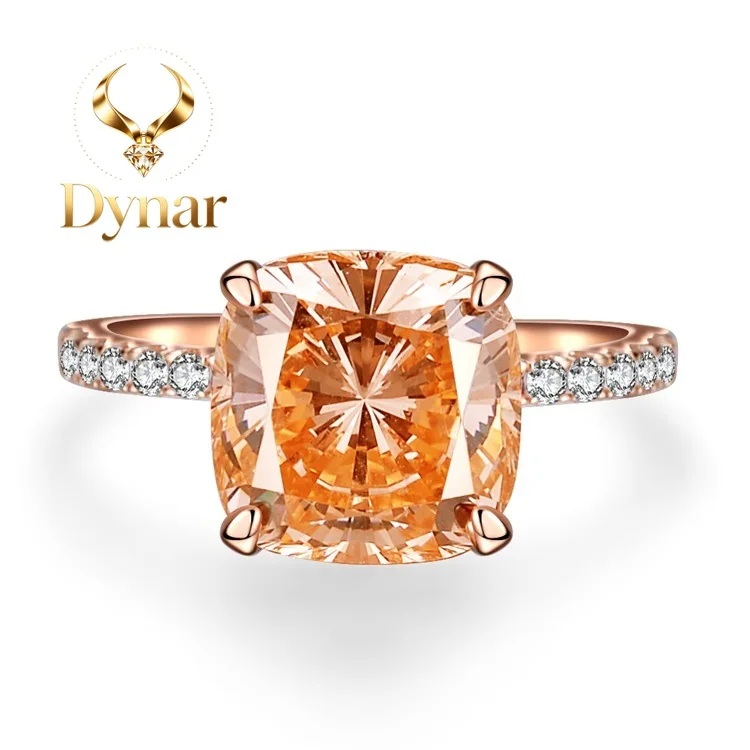 Dynar Jewelry   Luxury Solid Platinum PT950 Women's Rose Gold Moissanite Diamond Ring