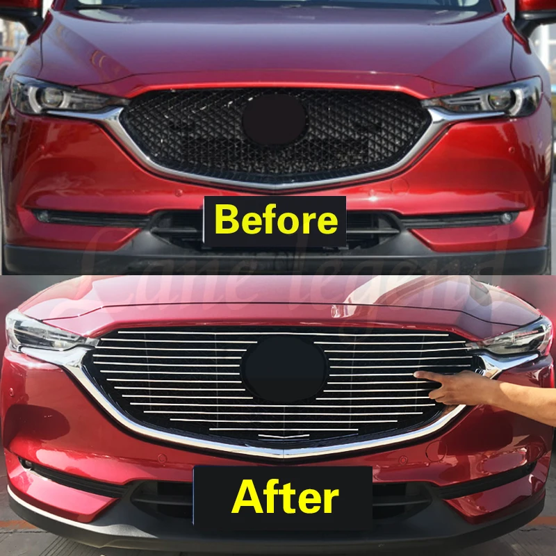 Car Sticker Body Protect Detector Trim Front Up Grid Grill Grille Parts Body Kit for Mazda CX-5 CX5 2nd Gen 2017 2018 2019 2020