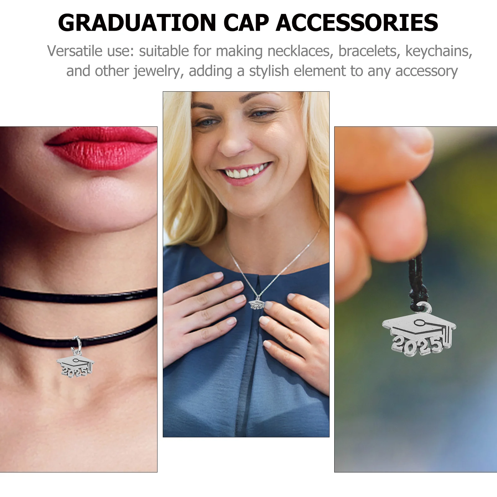 

100 Pcs Graduation Cap Pendant Alloy Jewelry Tassel Decorations Charms Year 2025 DIY Accessories Durable Bulk Creation Versatile