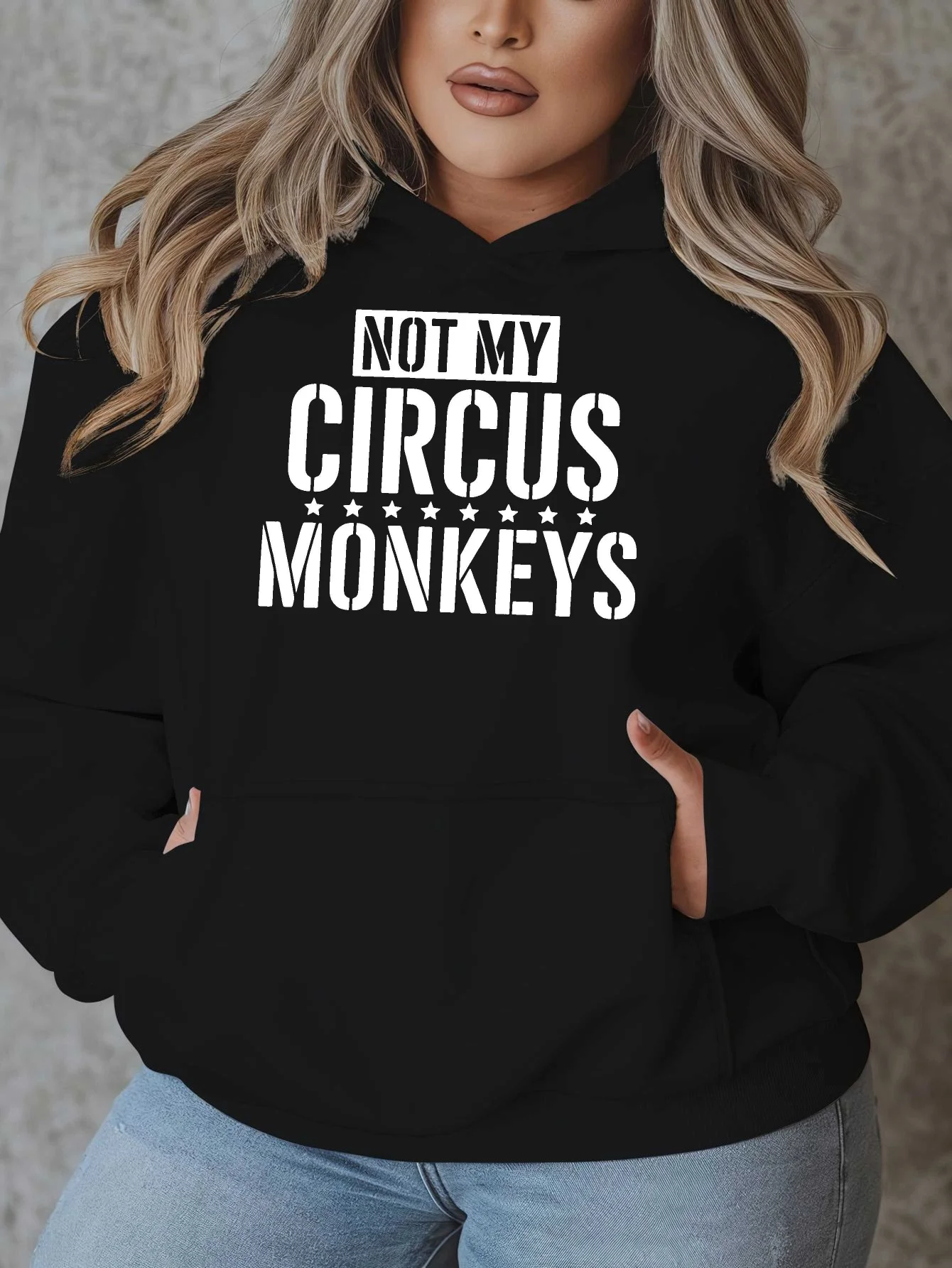

Свободная толстовка с капюшоном Not My Monkey — красная и белая толстовка с капюшоном и карманами с принтом «Not My Monkey»