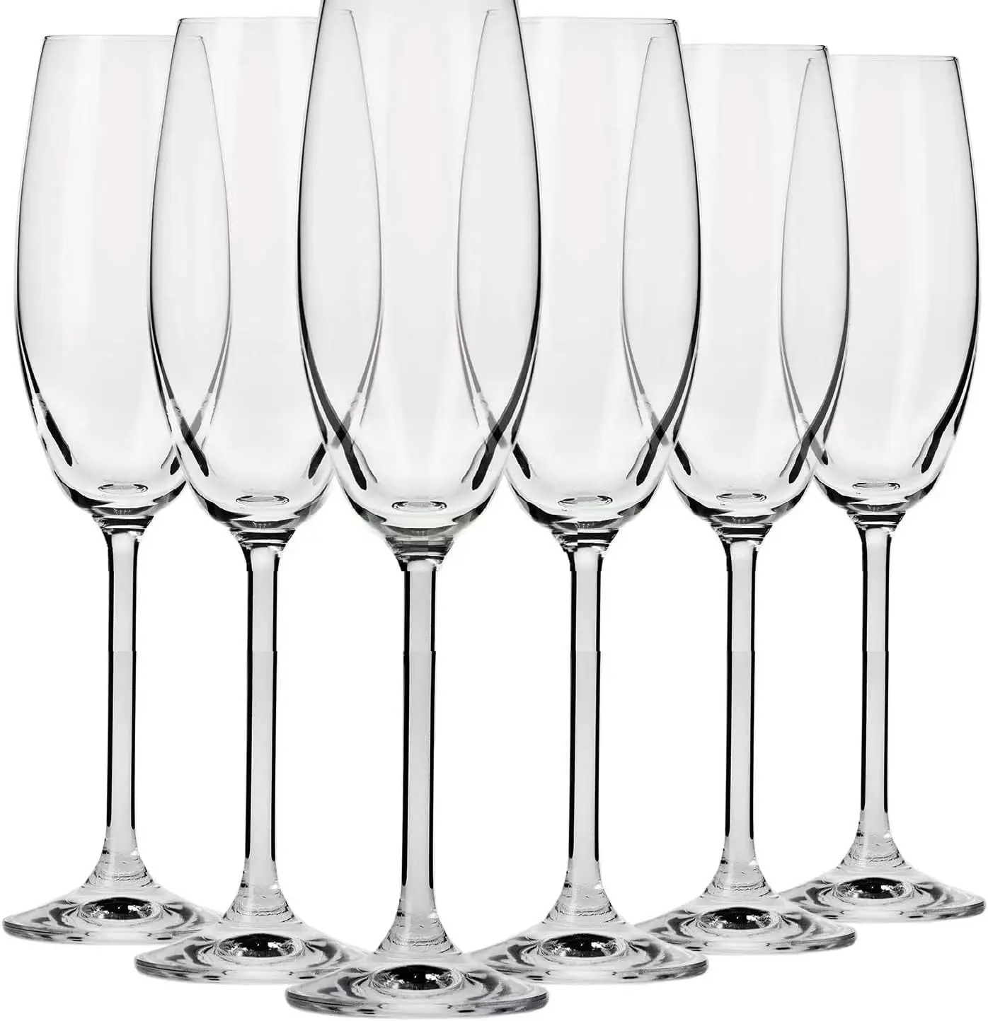 

Хрустальные флейты для шампанского, набор из 6 бокалов для вина с высоким ножом 6,8 унций, прозрачные и можно мыть в посудомоечной машине