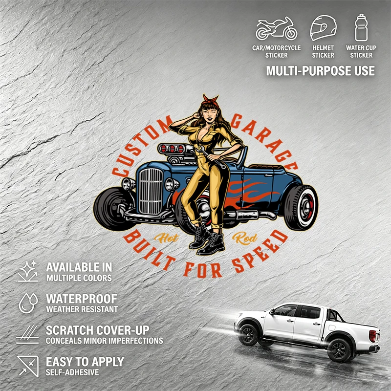 Adesivo Impermeável Personalizado para Hot Rod, Vinil Gráfico para Decoração de Carro, Moto, Capacete, Copo de Água e Cobertura de Arranhões