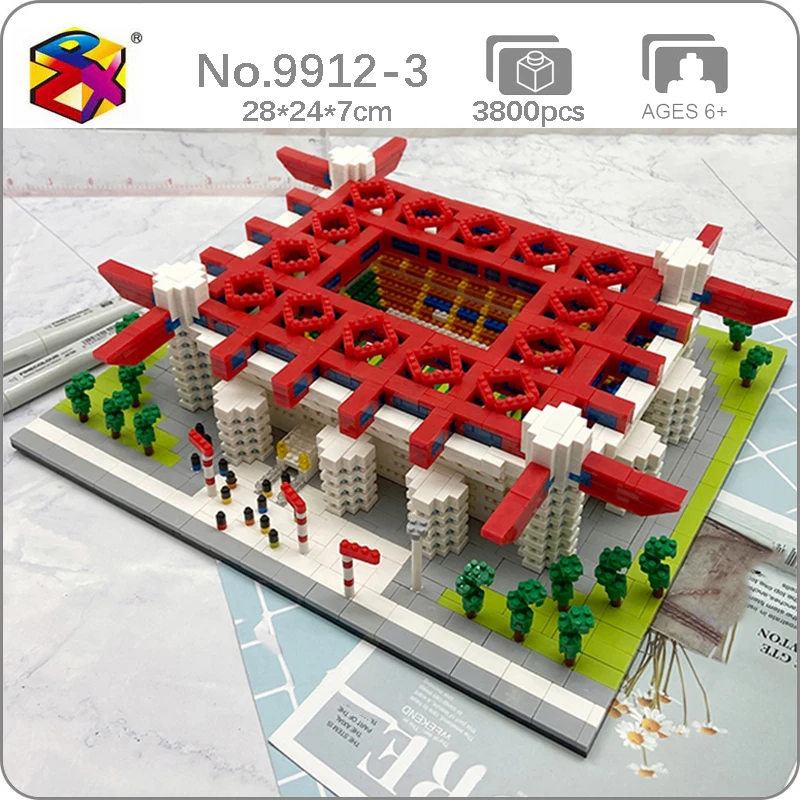 

PZX 9912-3 World Architecture Football San Siro Meazza Stadium Soccer Field Sport Mini Diamond Blocks Bricks Building Toy No Box