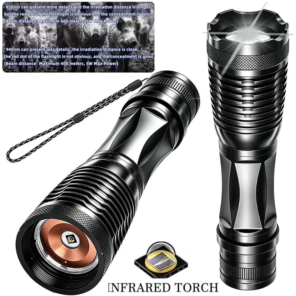Ir Illuminator 850Nm Flashlight - E6 Tactical Flashlight Strong Light IR850nm