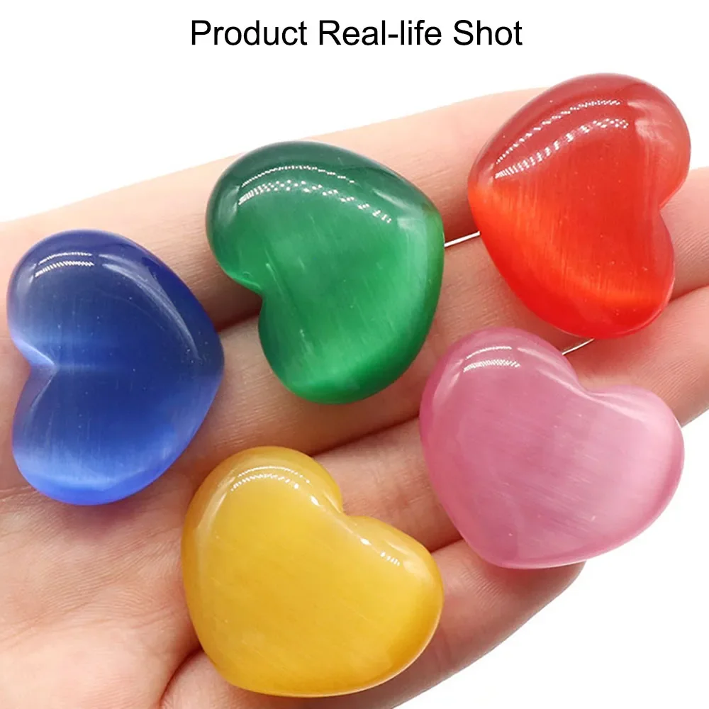 1pc Cat's Eye Stone Palm Worry Carved Heart Love Gemstone 1.18 Inchs Crystals Healing Pocket Worry Stones Home Office Decor