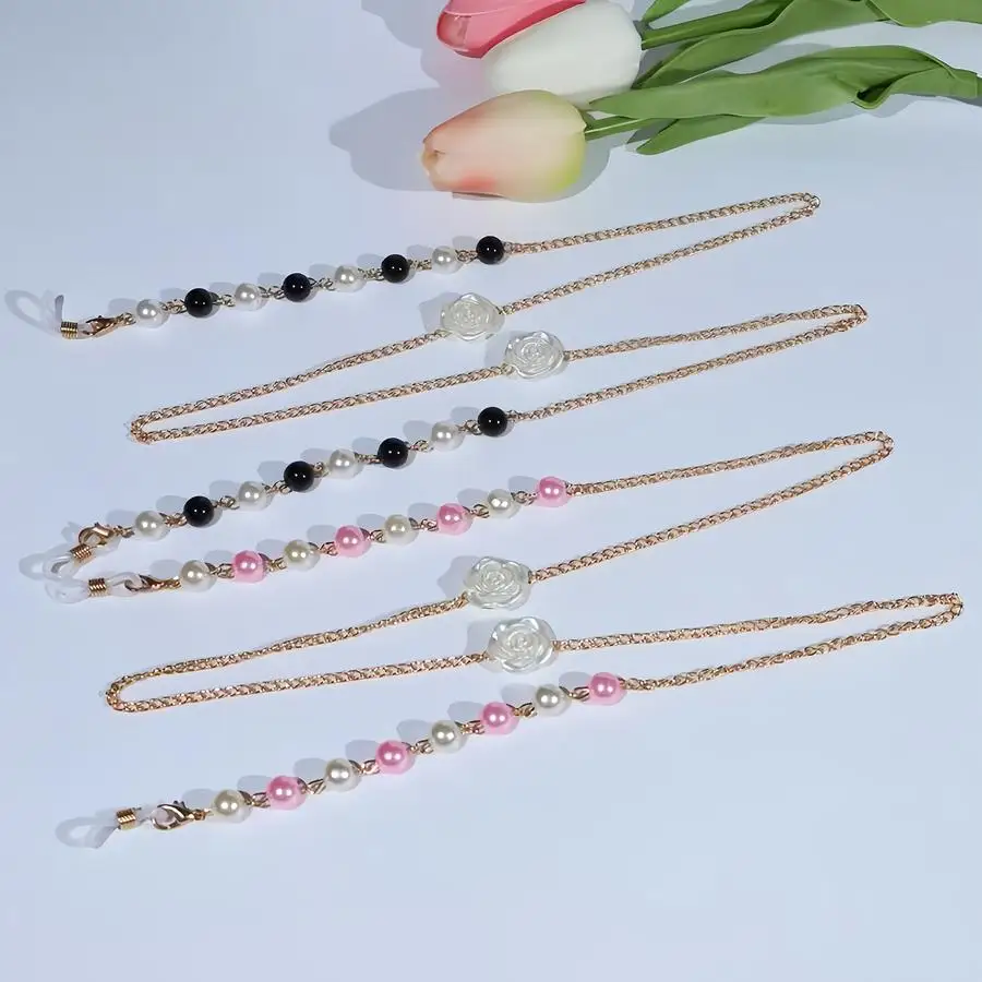1/5/10/20/50/100pcs Random Women's Fashionable and Versatile Alloy Floral Eyeglass Chain, Simple and Elegant Style, Suitable for
