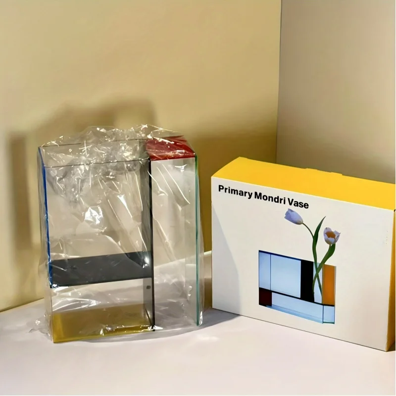 Vibrant Color Block Acrylic Vase |   Modern Art Home Decor, Handmade Durable & Easy-Clean (Gift Ready)