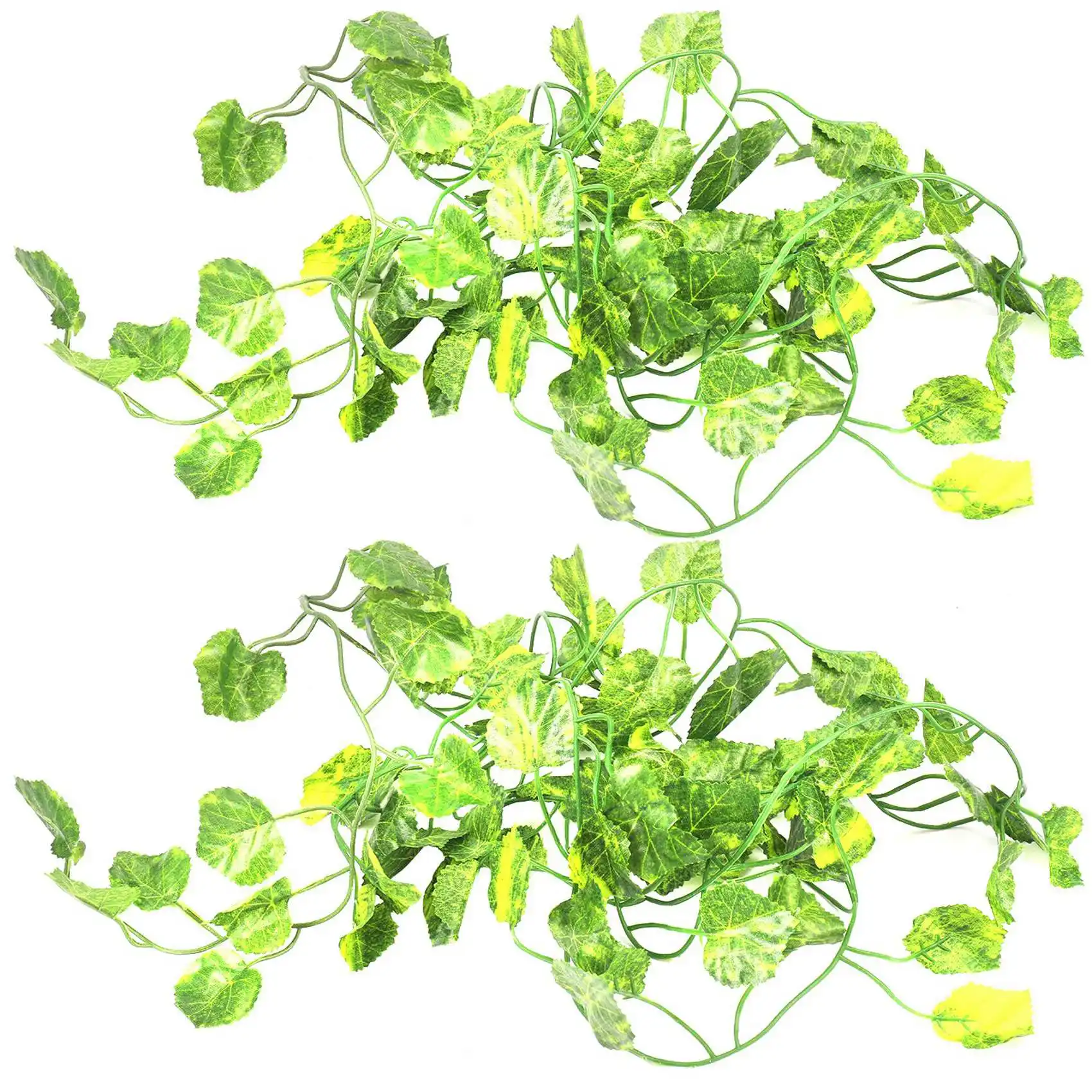 LICE-2 Pz 2 M Lungo Piante Artificiali Foglie di edera Verde Uva Artificiale Vite Falso Parthenocissus Foglie di Foglio Begonia