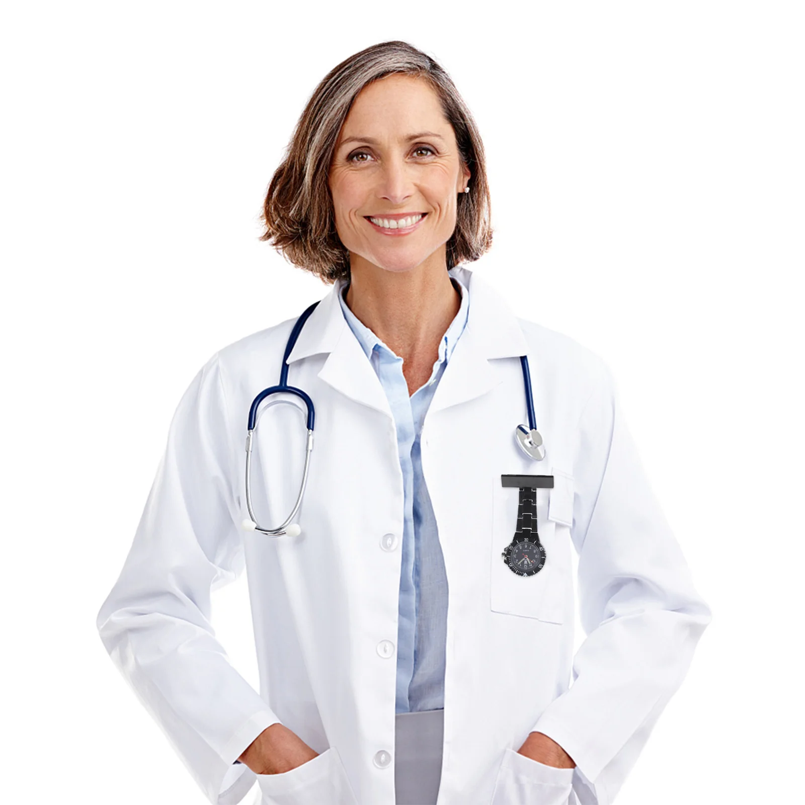 

Silicone Nurse Pocket Watch Large Dial Clear Lightweight Nursing Student Doctor Use Women Fob Timepiece Hanging