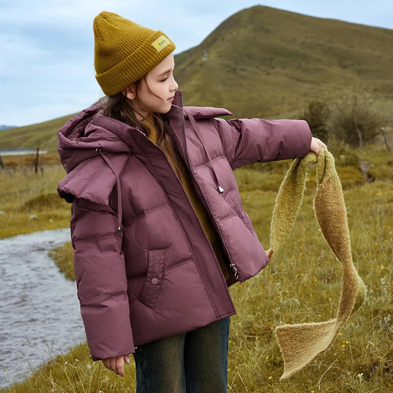 

RAISE -20 Degree Duck Down Jacket For Kids Girl Hooded Plus Velvet Teen Girls Puffer Jacket 5-12Y Girl Outerwear Children Parkas