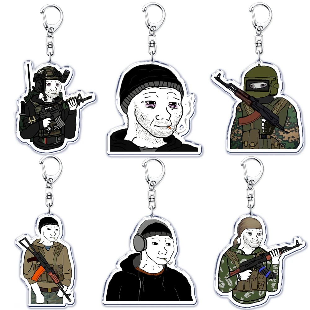 핫 Doomer Meme Wojak 아크릴 키 체인, 액세서리 가방, 캣보이 펜던트 키 체인 링, 쥬얼리 팬 친구 선물