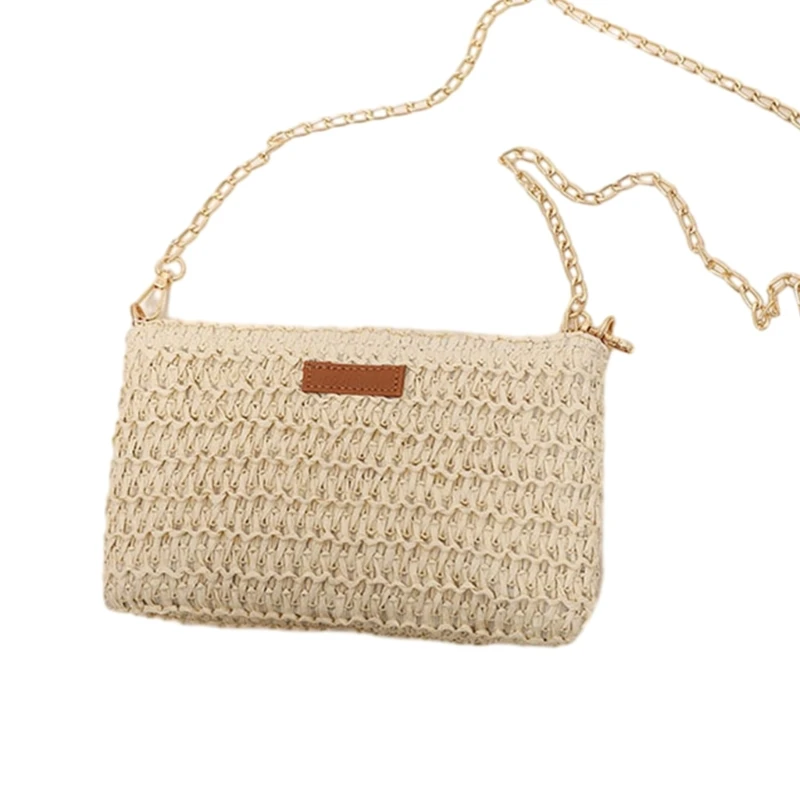 Woven Shoulder Bag Large Capacity Handbag for Girl Women Square Bag Beach Bag