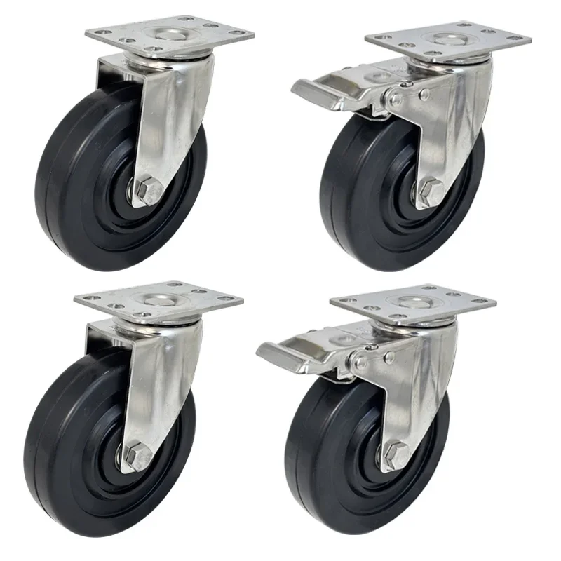 4pcs 3inch medium304 stainless steel ESD Anti_static/conductive caster mute no rust silent wheel swivel brake Industrial casters