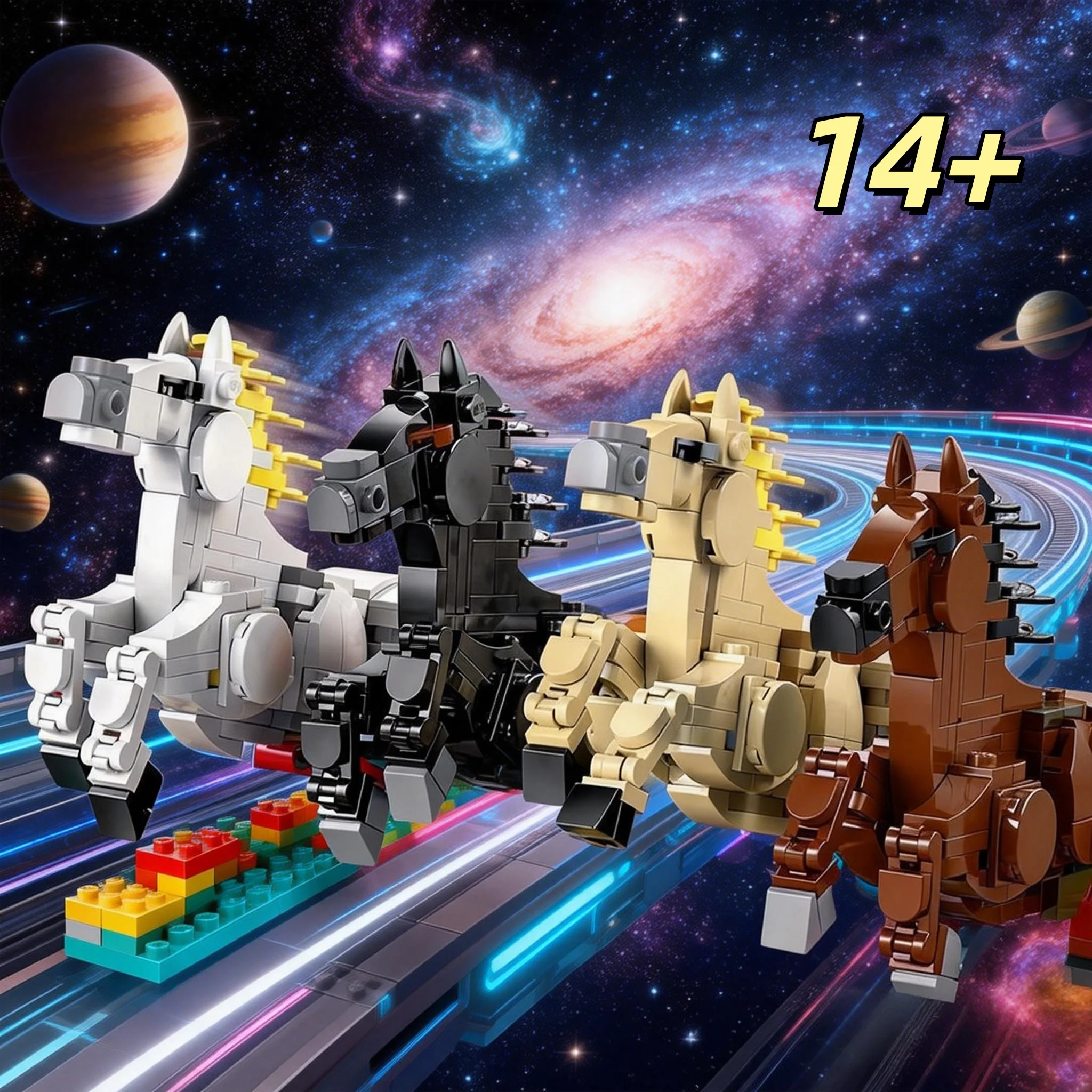 

Новогодний набор конструкторов «Год Лошади» в этническом китайском стиле: головоломка «Восемь лошадей» для взрослых, коллекционный декор для рабочего стола